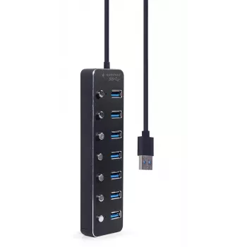 Hub USB Gembird UHB-U3P7P-01, 7 portas USB 3.2 Gen 1 (Type-A), cabo de 0,24 m, preto