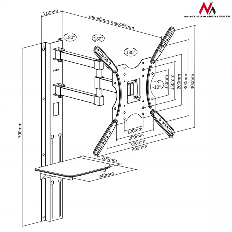 Suporte para TV Maclean MC-772 55