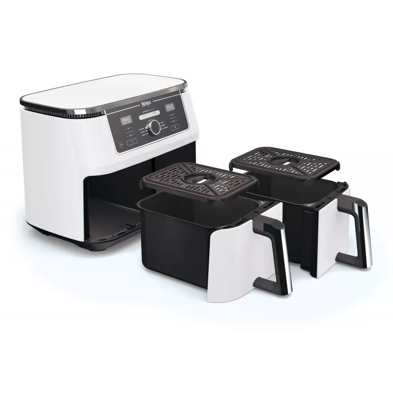 Fritadeira de ar quente Ninja AF400EU Double 9,5 L 2470 W branco, controlos rotativos e táteis