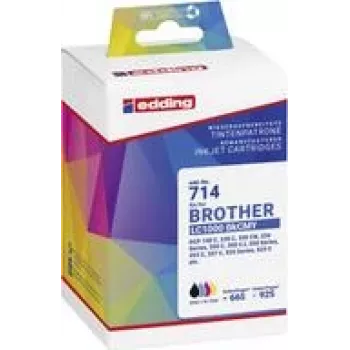 Edding EDD-714 (18-714) conjunto de cartuchos de tinta compatíveis para Brother LC1000, preto/ciano/magenta/amarelo