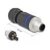 Conector M12 DeLOCK codificação A 8 pinos ficha ligação por parafuso