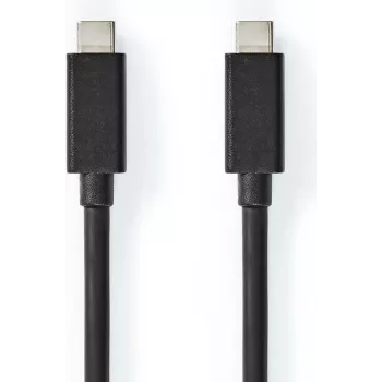 Cabo USB Nedis | USB 3.2 Gen 2x2 | ficha USB-C™ – ficha USB-C™ | 100 W | 4K@60Hz | 20 Gbit/s | niquelado | 1,00 m | Redondo | PVC | Preto | Caixa