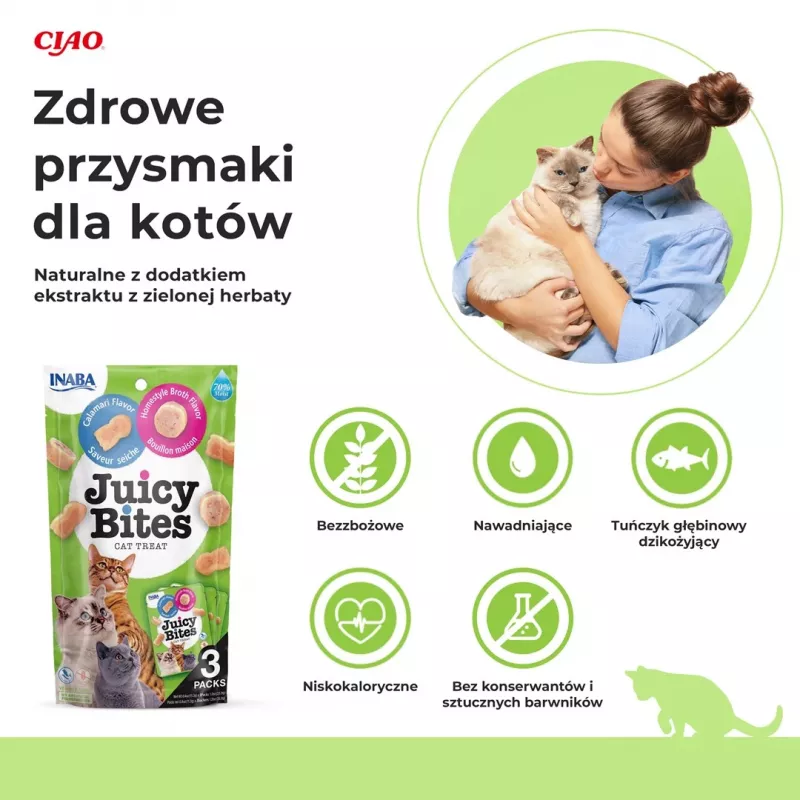 INABA Juicy Bites Caldo Caseiro e Lula - Petiscos para gatos - 3x11,3 g