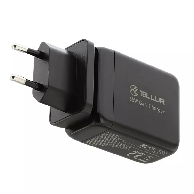 Carregador de parede Tellur TLL151451 65W, 3 portas (2x USB-C, 1x USB-A)