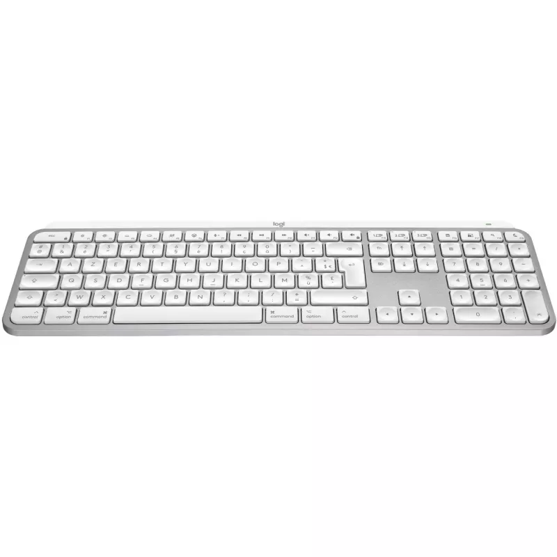 Logitech Master Series MX Keys S para Mac - Teclado - Formato completo - retroiluminado - sem fios - Bluetooth LE - AZERTY - Francês - Cinzento claro (920-011626)