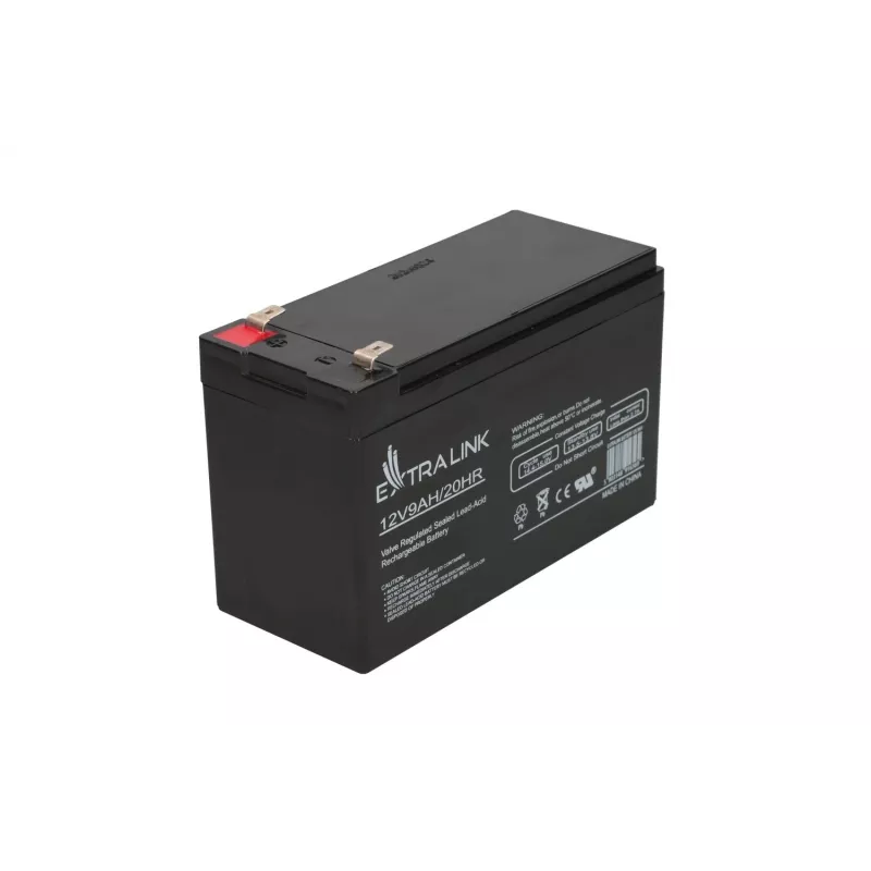 Bateria de chumbo-ácido selada (VRLA) 12V 9Ah Extralink – AGM, 1 unid., preto
