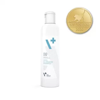 Champô hipoalergénico VETEXPERT 250 ml para cães e gatos — purificante, todos os tipos de pelagem, todas as idades