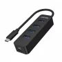 Hub USB Unitek uHUB Q4 – Hub USB 3.2 Gen 1 (Type-A) de 4 portas, Host USB-C, 5 Gbit/s, 10 W, preto