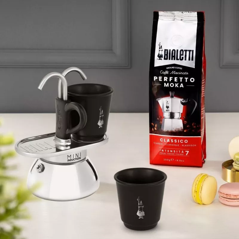 Conjunto de cafeteira moka Bialetti Mini Express Induction 7310, 2 chávenas com 2 copos