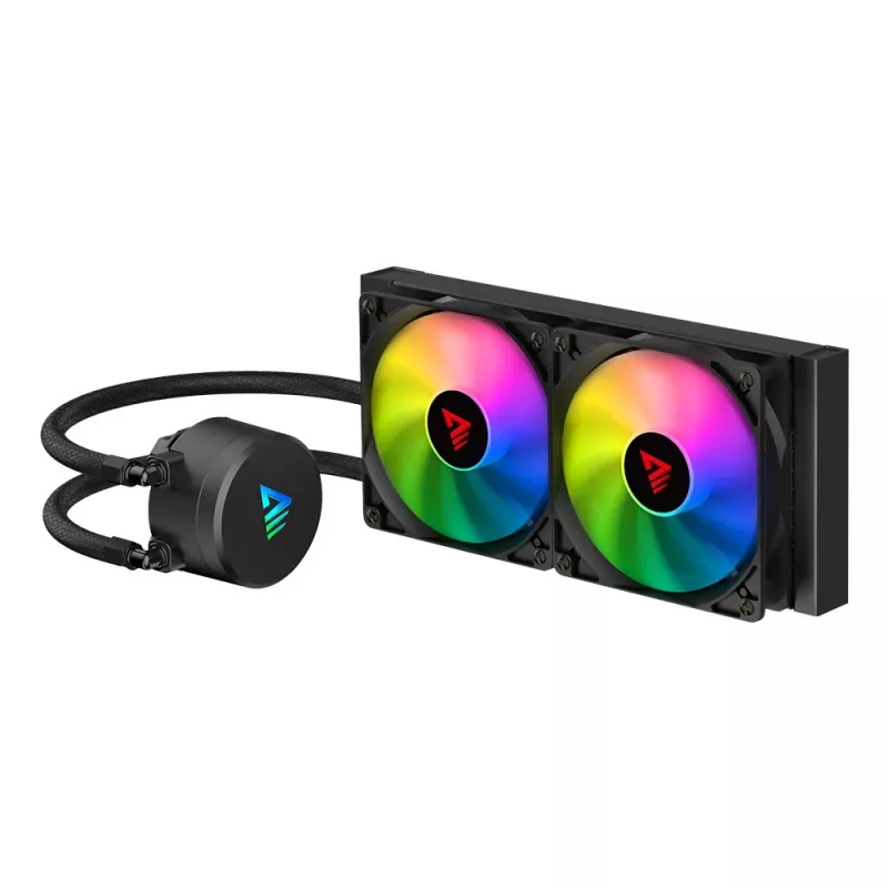 Conjunto de refrigeração líquida SAVIO VELOX 240 mm preto — radiador de 240 mm, 205×450 mm, 2 ventoinhas, TDP 250 W