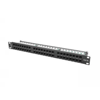 Patch panel LANBERG PPU5-1048-B 1U, 48 portas Cat5e, preto, 445×102×44,5 mm