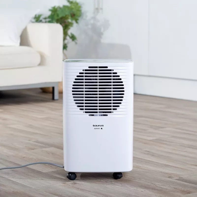 Desumidificador Taurus DH1201 — depósito de 2,5 L, 90 m³/h, 210 W, 43 dB, R290