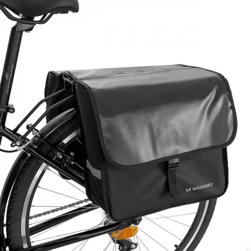 Bolsa de bicicleta Wozinsky bolsa de duplo bagageiro 28 L preta WBB34BK