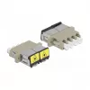 Acoplador de fibra ótica DeLOCK 86904 LC quad fêmea para LC quad fêmea multimodo bege