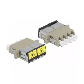 Acoplador de fibra ótica DeLOCK 86904 LC quad fêmea para LC quad fêmea multimodo bege