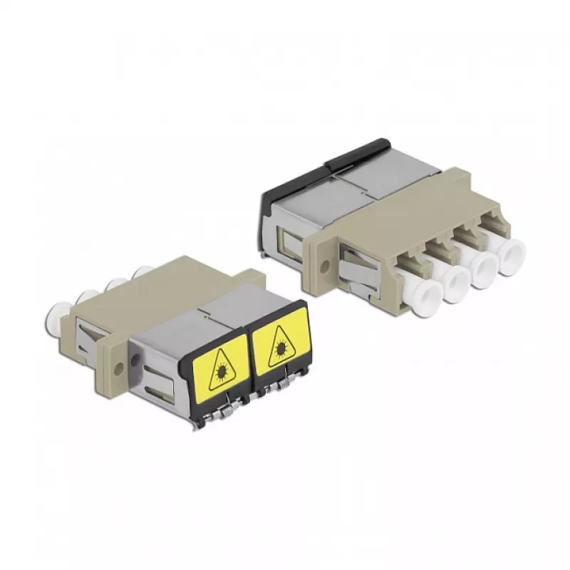 Acoplador de fibra ótica DeLOCK 86904 LC quad fêmea para LC quad fêmea multimodo bege