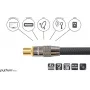 Cabo de antena SAT, ficha IEC/coaxial macho para fêmea banhado a ouro, blindagem 120 dB, 75 Ohm, trança de nylon preta, 1 m, Série PYTHON® (GC-M2011)