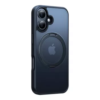 Capa protetora para telemóvel Torras Ostand Pro para iPhone 16 — preta, design fino resistente a impactos