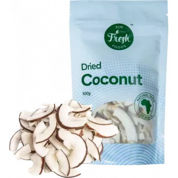 Coco seco Eco fresh foods 100 g – coco ralado seco, embalagem de 100 g