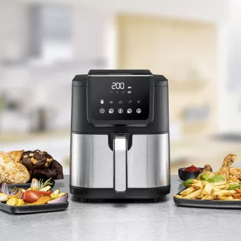 Fritadeira de ar quente Rommelsbacher FRH 1500 — 5 L, 1500 W, aço inoxidável/preto