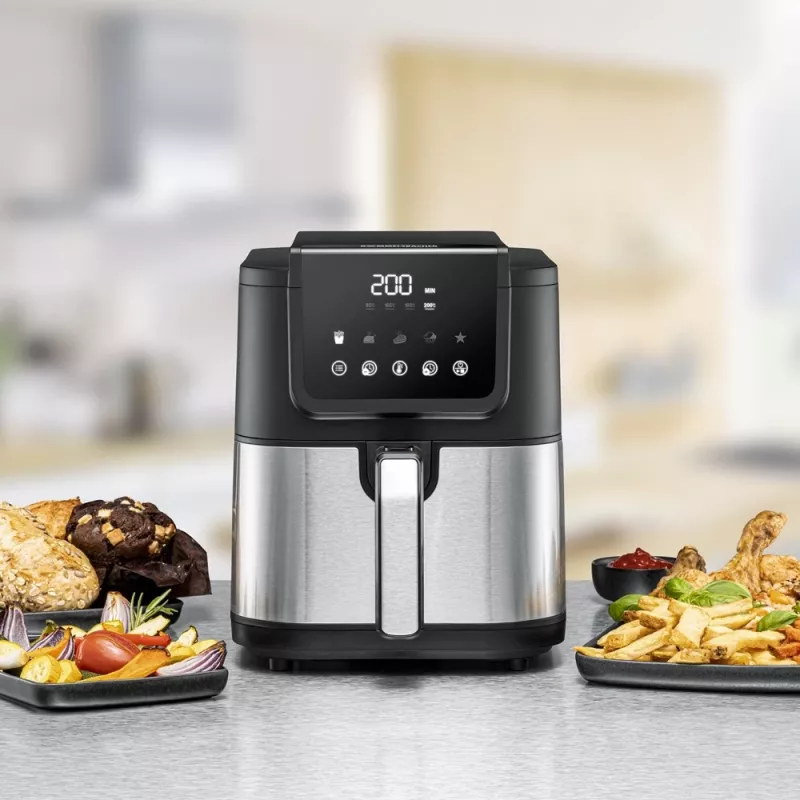 Fritadeira de ar quente Rommelsbacher FRH 1500 — 5 L, 1500 W, aço inoxidável/preto