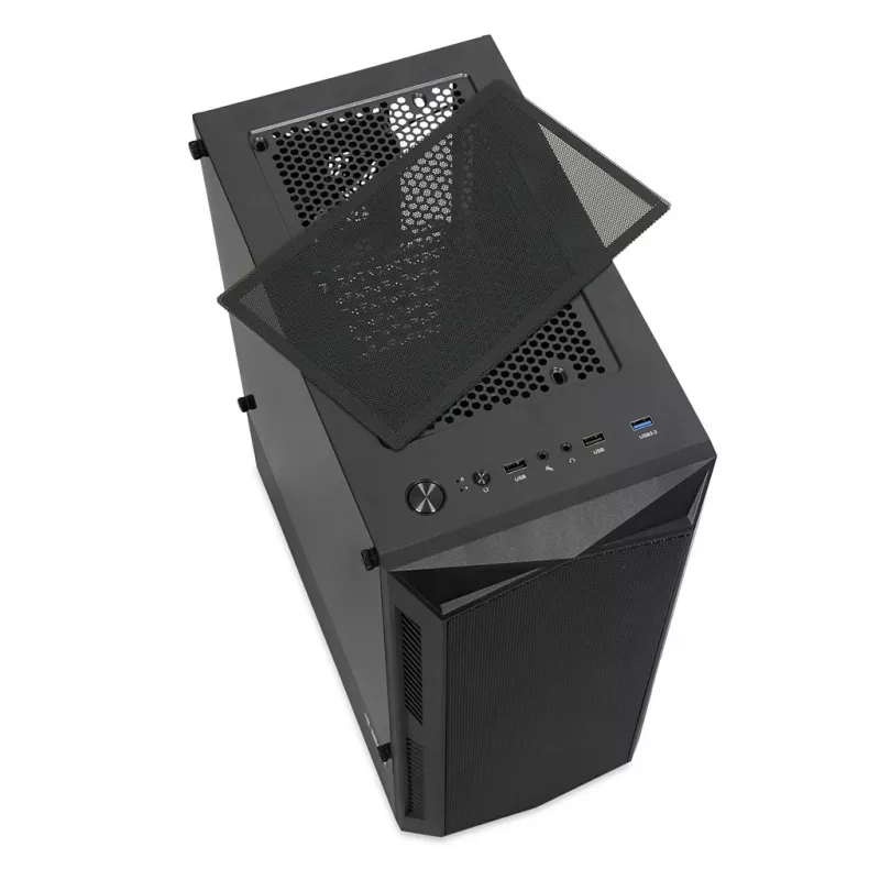 Caixa de PC IBOX LUPUS 27 Midi Tower ATX, vidro temperado, RGB, 455×200×380 mm, suporta ATX, GPU até 32 cm
