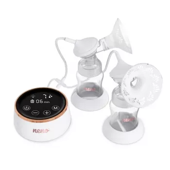 Bomba tira-leite elétrica dupla neno Bella Twin Moon – sem fios, bifásica, LCD, biberões de 150 ml, madrepérola