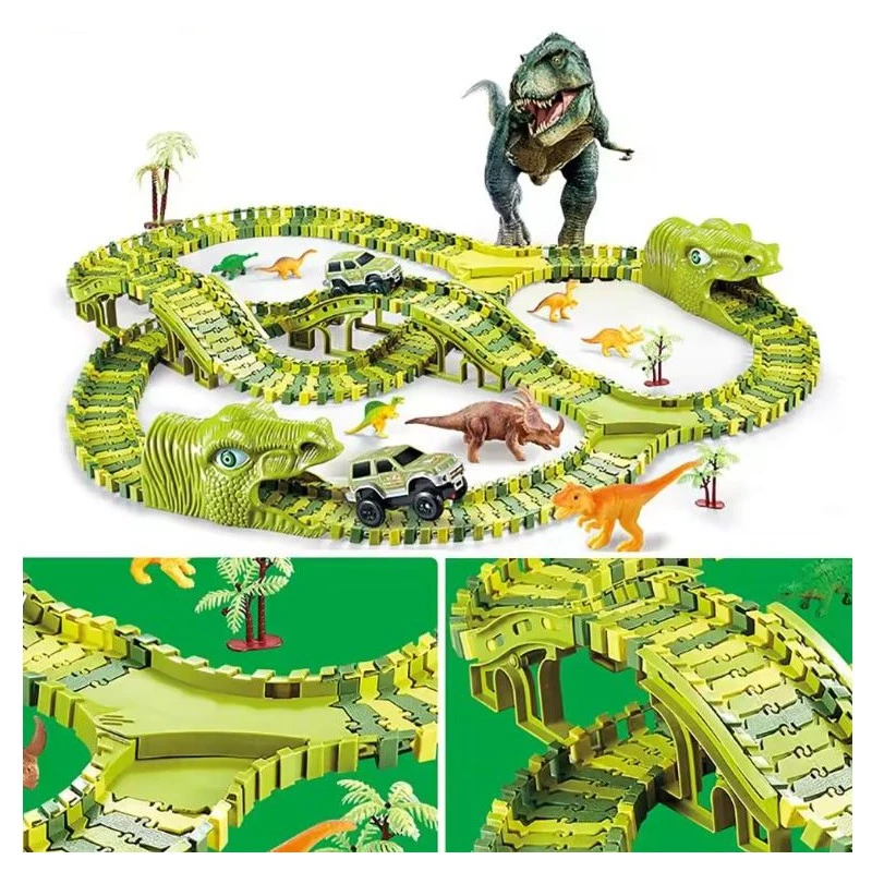 Grande pista de corrida, Dino Park Extralink Toys, carro, dinossauro, parque de dinossauros, XXL, 271 peças