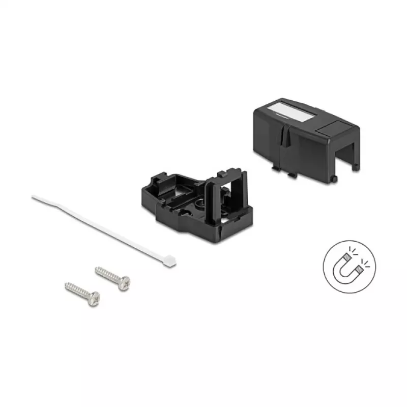 Delock 85840 Caixa Keystone vazia, 1 porta, com base magnética, preto