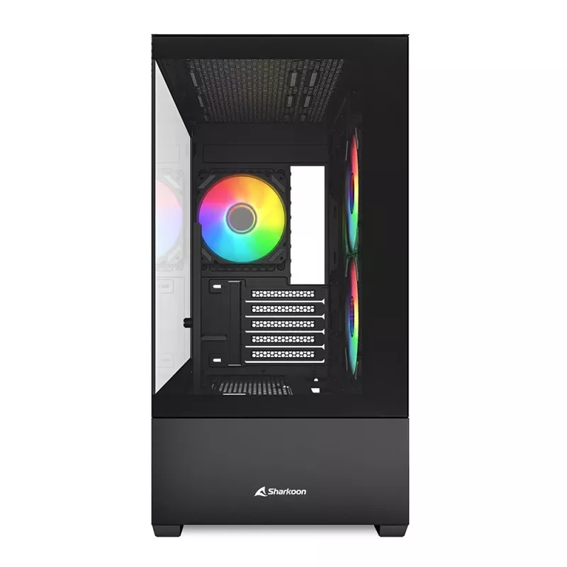 Sharkoon MK6 RGB Micro-ATX caixa de PC, preta, vidro temperado