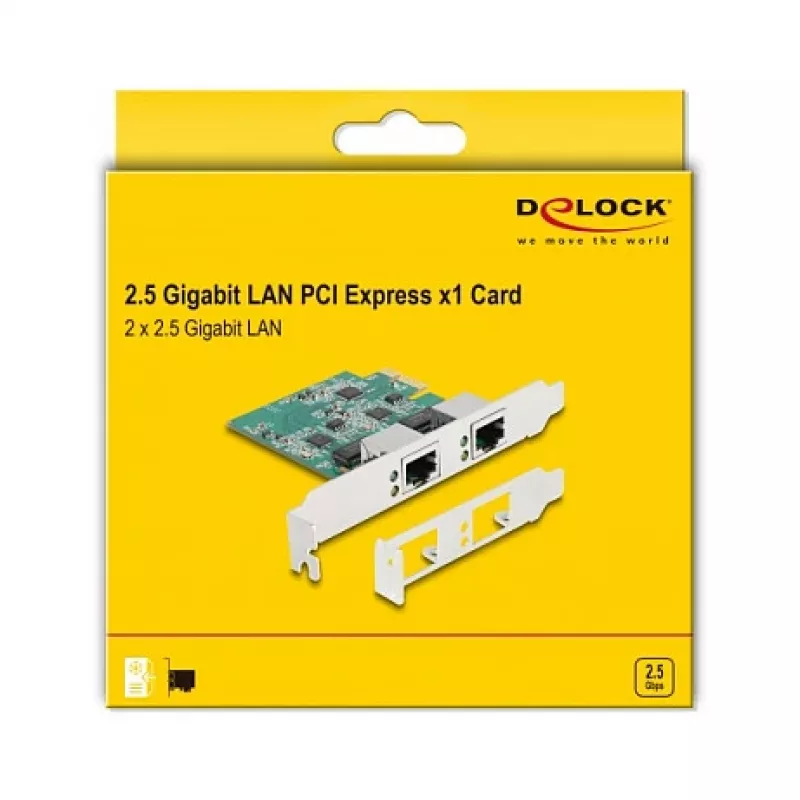 Placa DeLOCK PCI Express x1 para 2 x RJ45 2,5 Gigabit LAN RTL8125 Ethernet com fios