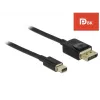 Cabo DisplayPort DeLOCK - DisplayPort (M) a Mini DisplayPort (M) - 2 m - preto - Suporte 8K