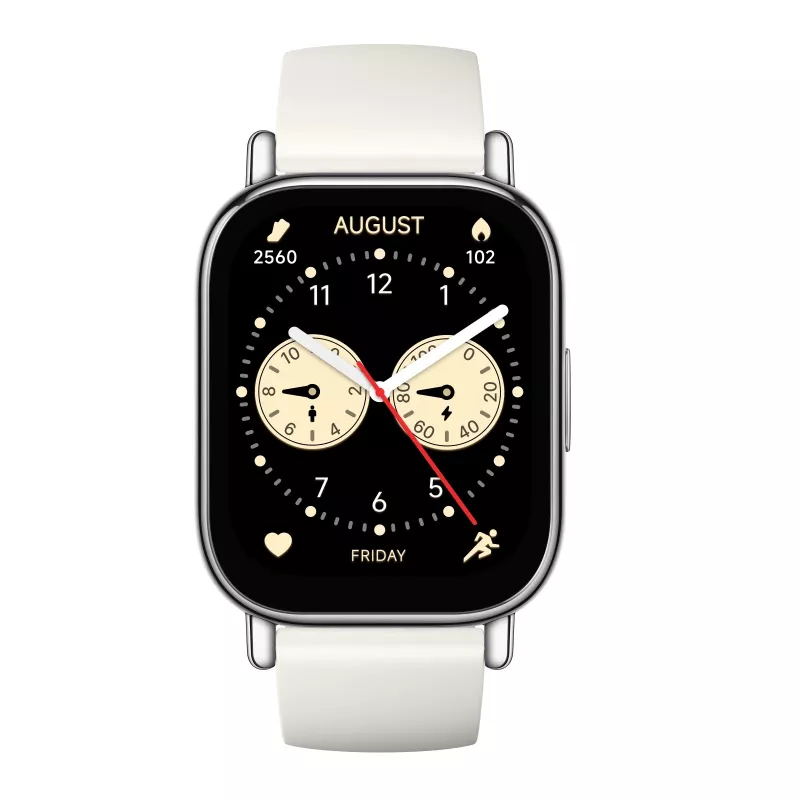 Smartwatch Xiaomi Redmi Watch 5 Lite — 1,96 polegadas AMOLED, GPS, 470 mAh, caixa dourada, bracelete TPU branca