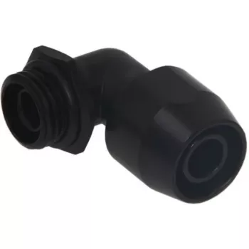 Racor roscado Alphacool HF TPV metal - 90° rotativo 12,7/7,6 mm - preto (17455)