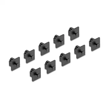 Tampa de proteção contra pó DeLOCK RJ10 conector fêmea com bloqueio 10 unid. preto