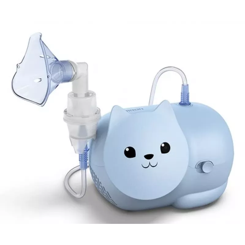 Nebulizador em malha Omron Nami Cat NE-C303K-KDE — inalador de mesa, 0,35 ml/min, para crianças e adultos, azul, B235 × T148 × H157 mm