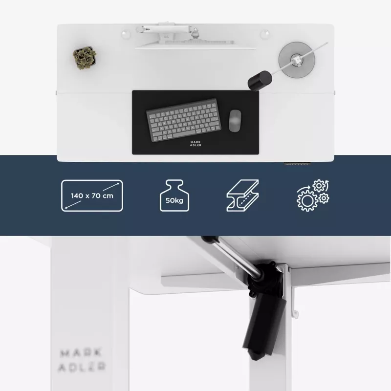 Secretária mark adler Leader 7.3 branca — estação de trabalho ergonómica de altura ajustável