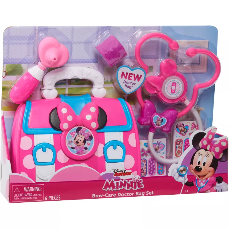 Disney Junior Minnie Mouse Conjunto de Maleta de Médico Bow-Care, Brinquedo de Casa para Crianças
