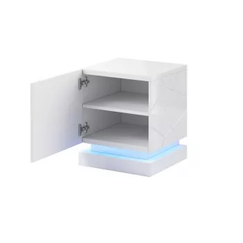 Conjunto de mesas de cabeceira cama meble QIU, 2 unid., MDF, branco alto brilho, 46×41,5×53 cm