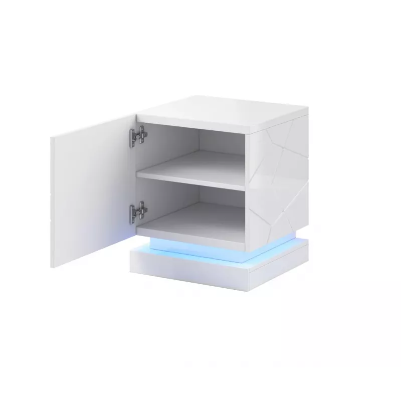 Conjunto de mesas de cabeceira cama meble QIU, 2 unid., MDF, branco alto brilho, 46×41,5×53 cm