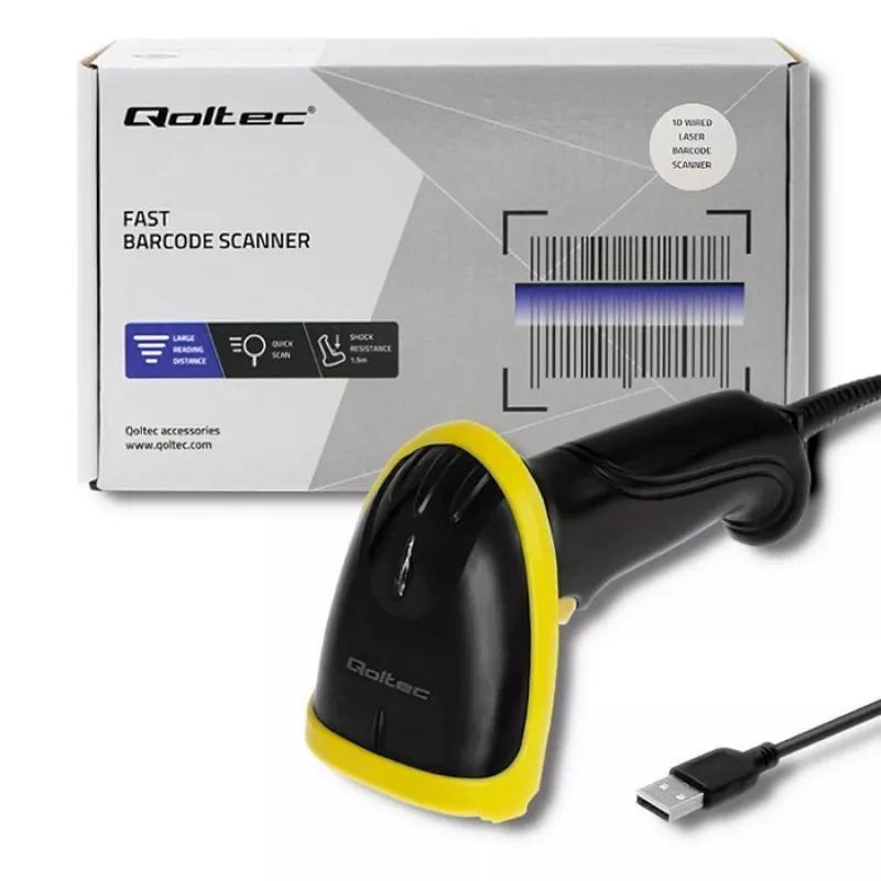 Leitor de códigos de barras de mão Qoltec 50860