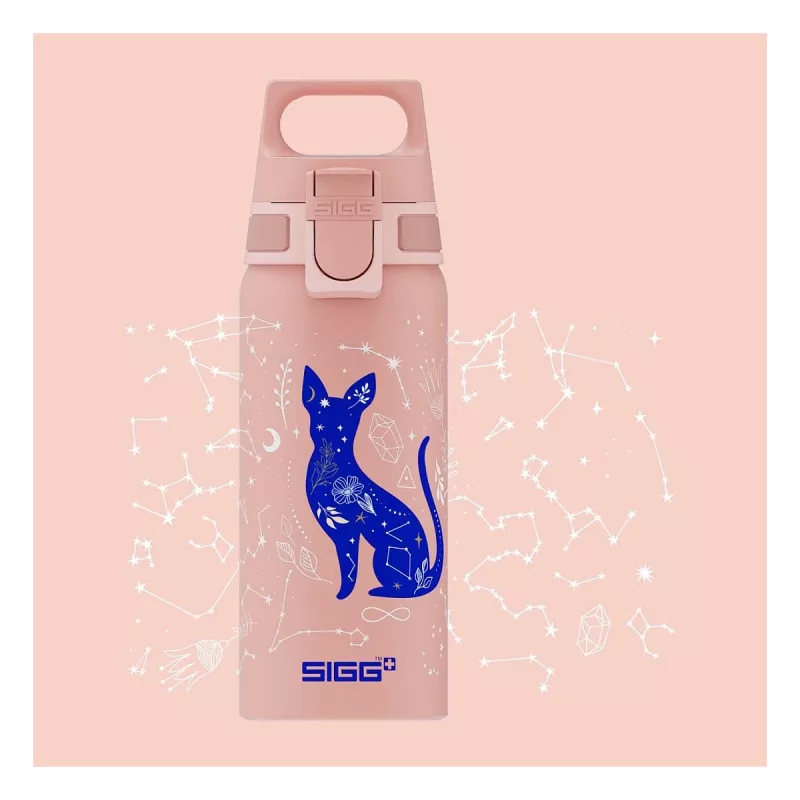 Garrafa de alumínio Sigg 6005.10 — 600 ml, 7,1 cm de diâmetro, 145 g, azul/rosa