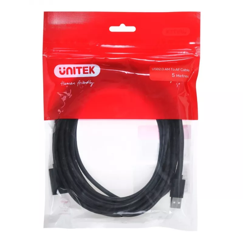 Cabo de extensão USB Unitek Y‑C418GBK 5 m USB A para USB A USB 2.0, preto