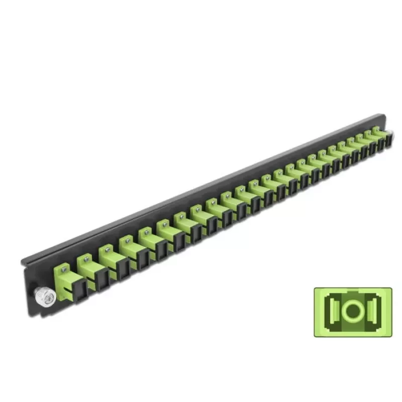 Painel frontal para caixa de junção DeLOCK 19 polegadas 24 portas SC Simplex verde-limão
