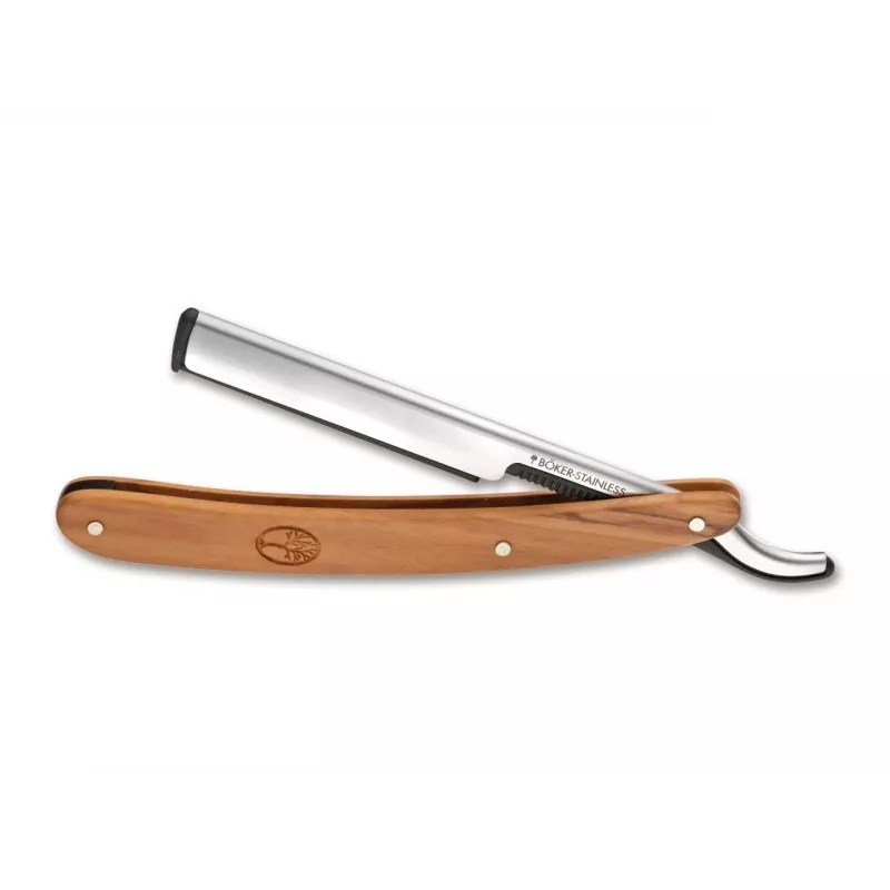 Navalha Böker Solingen Barberette Olive – 140902, cabo de madeira de oliveira, lâmina fixa