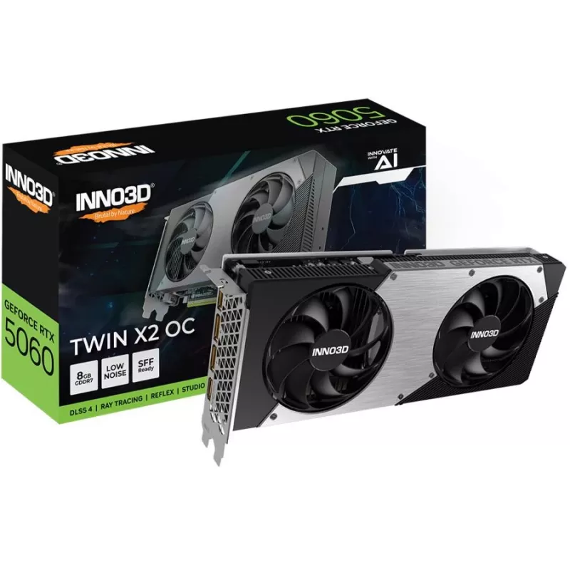 Placa gráfica Inno3D GeForce RTX 5060 8GB GDDR7 PCIe 5.0, 2527 MHz Boost, 128-Bit, 2-Slot, 3x DP 2.1b + 1x HDMI 2.1b