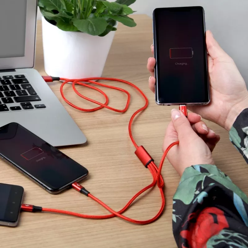 Cabo UNITEK C4049RD USB 1,2 m USB A USB C/Micro-USB B/Lightning vermelho