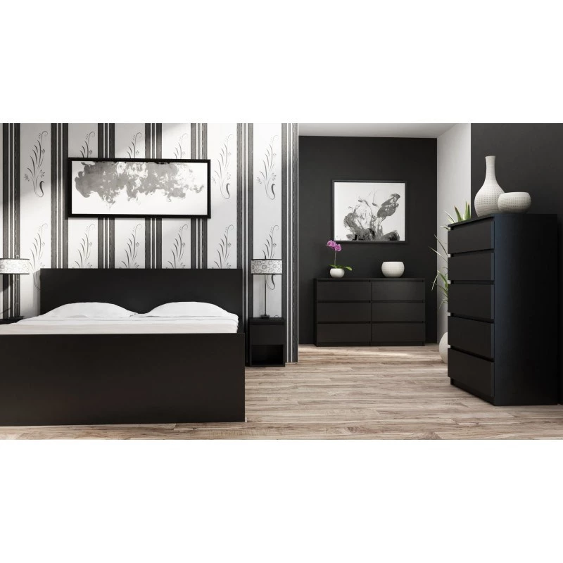 Cómoda Top e Shop M5 CZERŃ, 5 gavetas, preta, 700×400×1120 mm, aglomerado