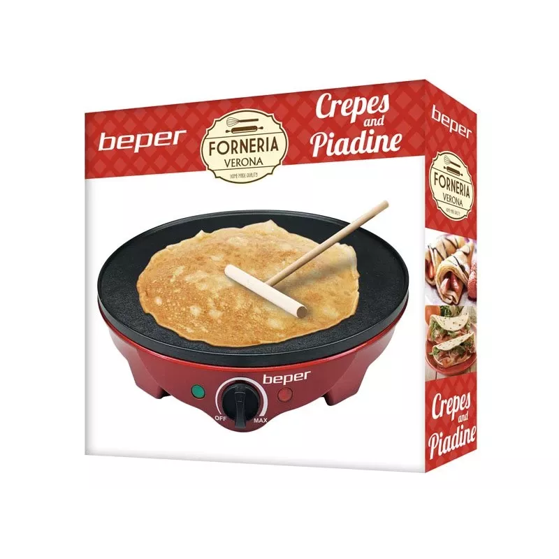 Beper BT.700Y Party Line máquina de crepes, placa antiaderente de 30 cm, 1300 W