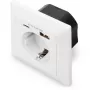 DIGITUS DA-70615 - tomada elétrica - 2P+E - tipo F, USB, USB Type-C - com obturador - 1 tomada, 2 portas USB - 2,8 A - branco, RAL 9003